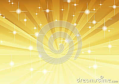 Radial background gold with lighting stars Vector Illustration